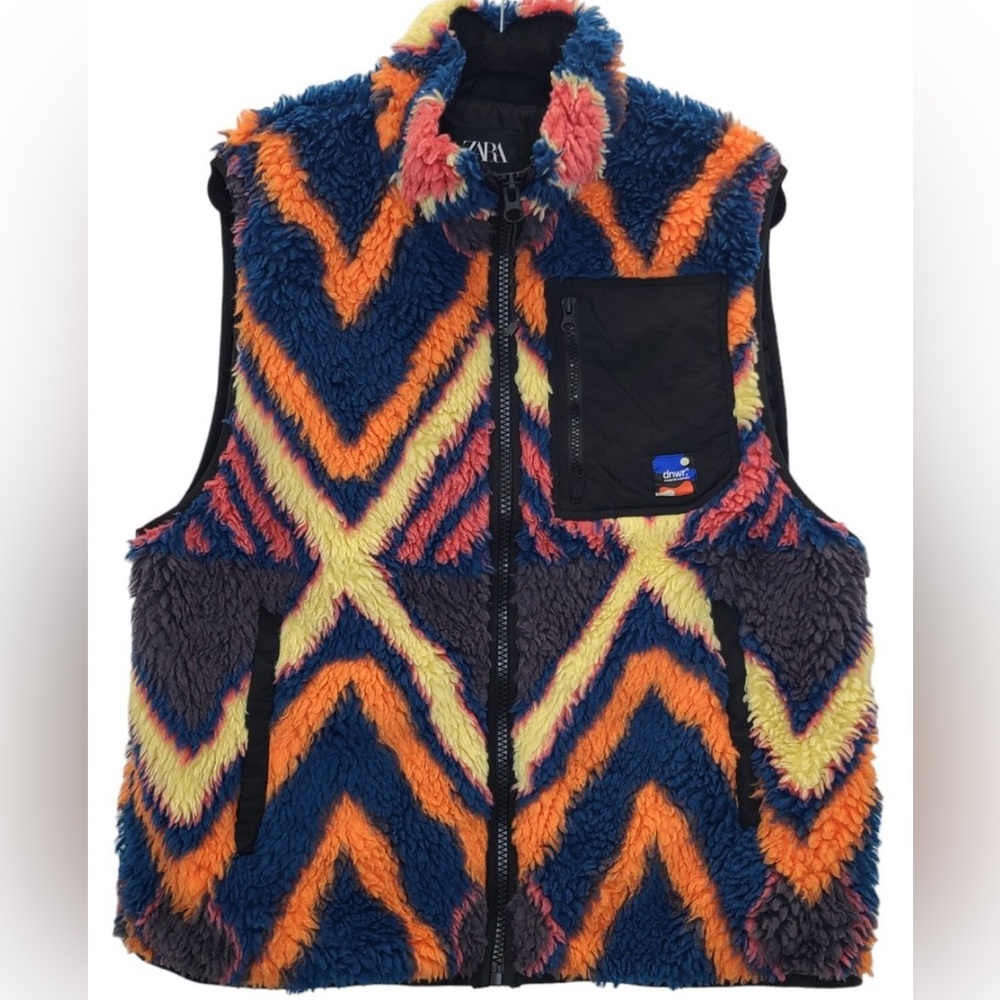 Zara DNWR. Patterned Fleece Vest Size M